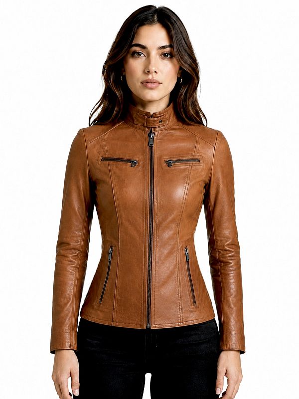 Leren dames jas 315 cognac Versano