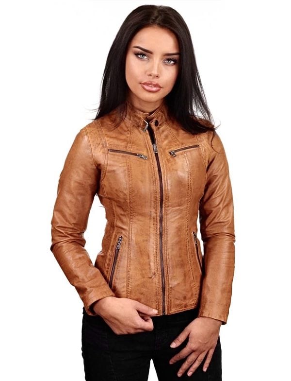 Leren dames jas 315 cognac Versano