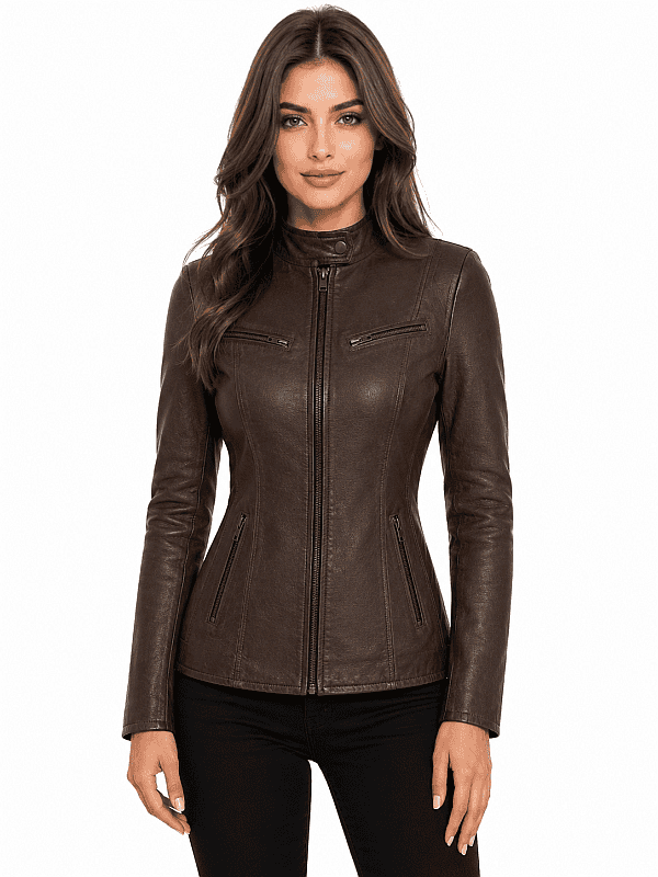 Leren dames jas 315 bruin Versano