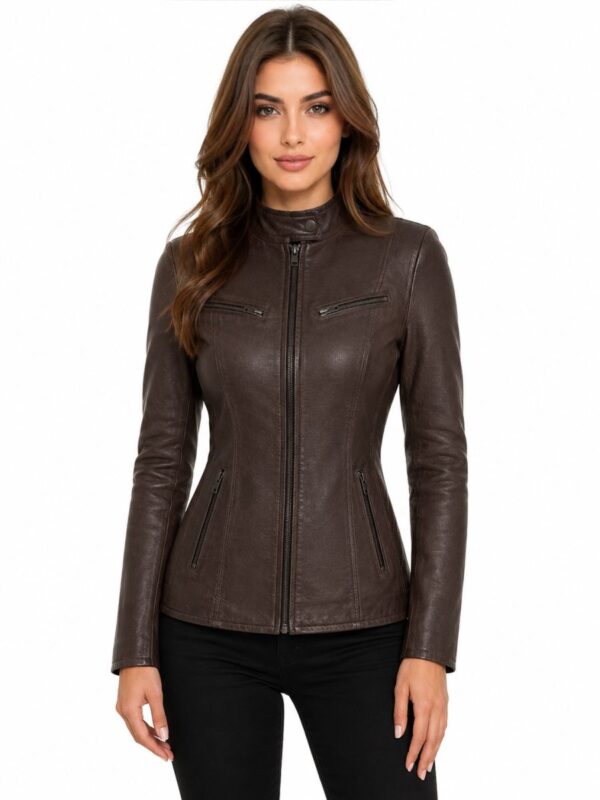 Leather ladies jacket 315 brown Versano