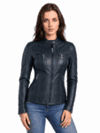 Leren damesjas Miami in blauw