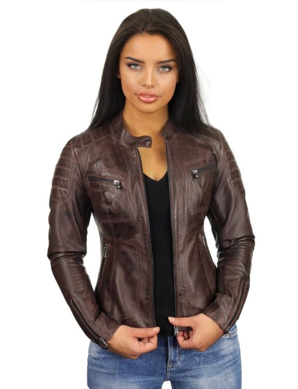 Leder Bikerjacke Damen