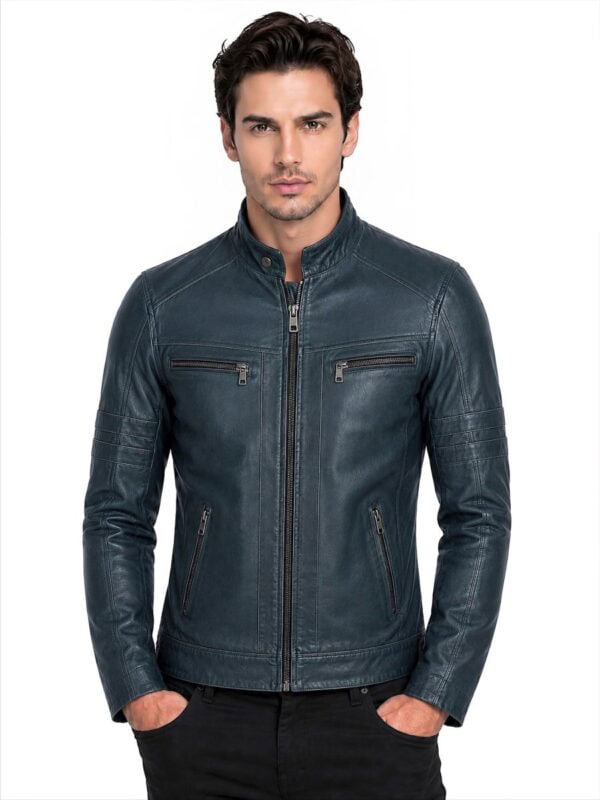 Heren leren jas blauw TR43 Versano