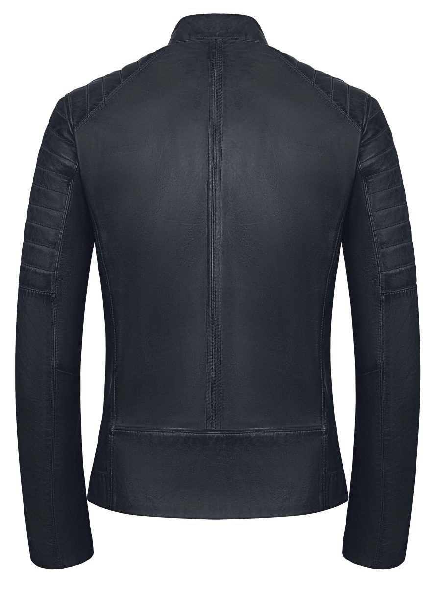 Leren biker jas heren blauw TR36 B Versano – Bild 3