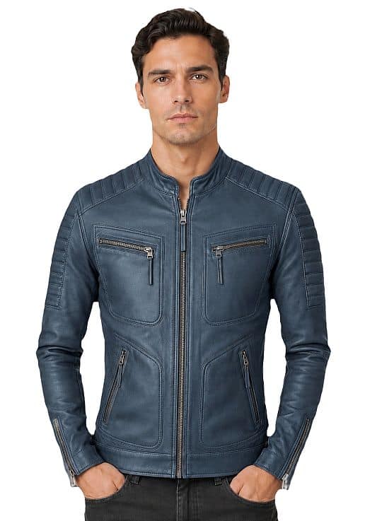 Leren jas heren blauw TR36 B Versano
