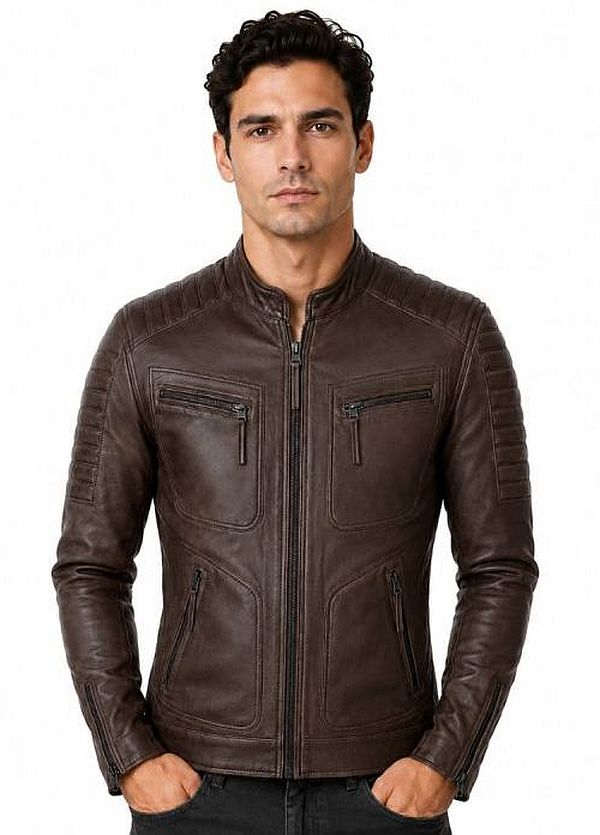Leren jas heren biker bruin TR36 B Versano