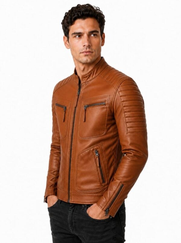 Heren leren jas biker TR36 B cognac Versano