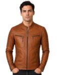 Leren bikerjack cognac TR36 B