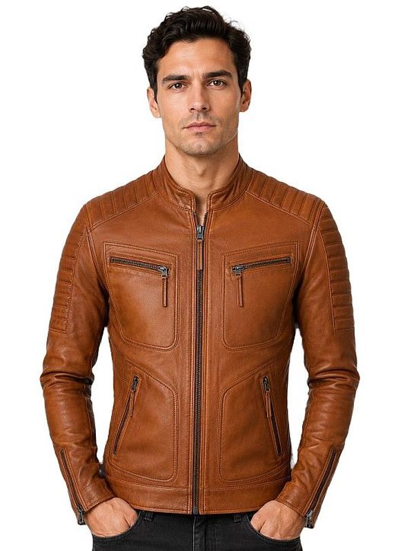 Heren leren jas TR36 B cognac – Versano