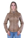 Leren damesjas 315 in taupe/camel