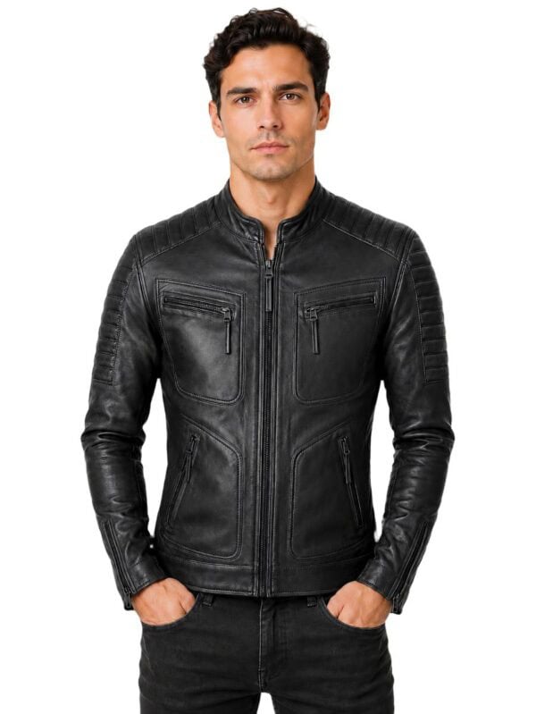 Leren biker jas heren zwart TR36 B Versano