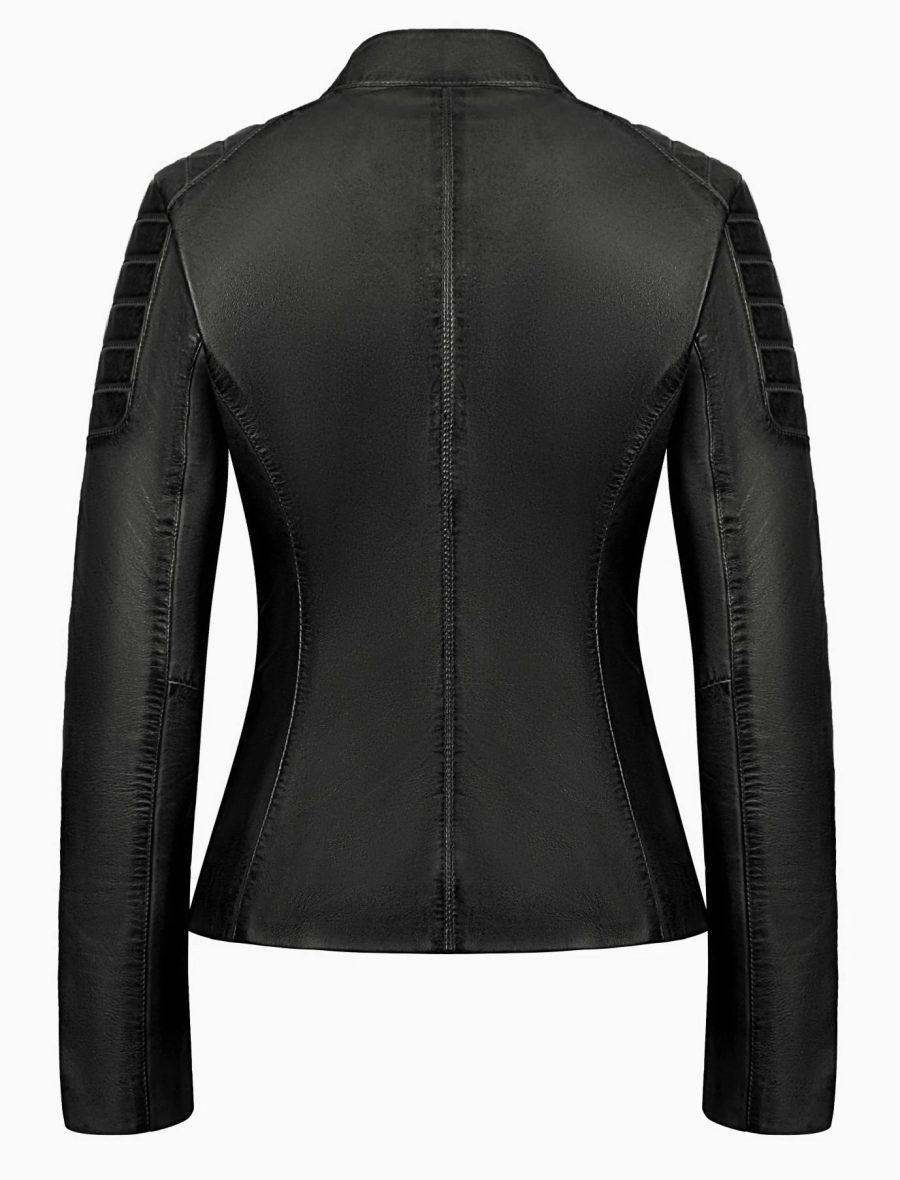 Leren dames jas biker Miami zwart Versano – Image 3