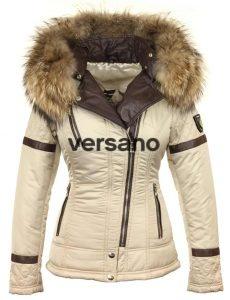 Women's Winter Coat With Fur Collar Versano Farry Beige