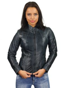Leren damesjas 301 in blauw