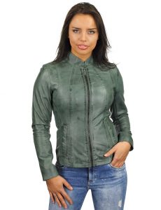 Leren damesjas 301 in groen