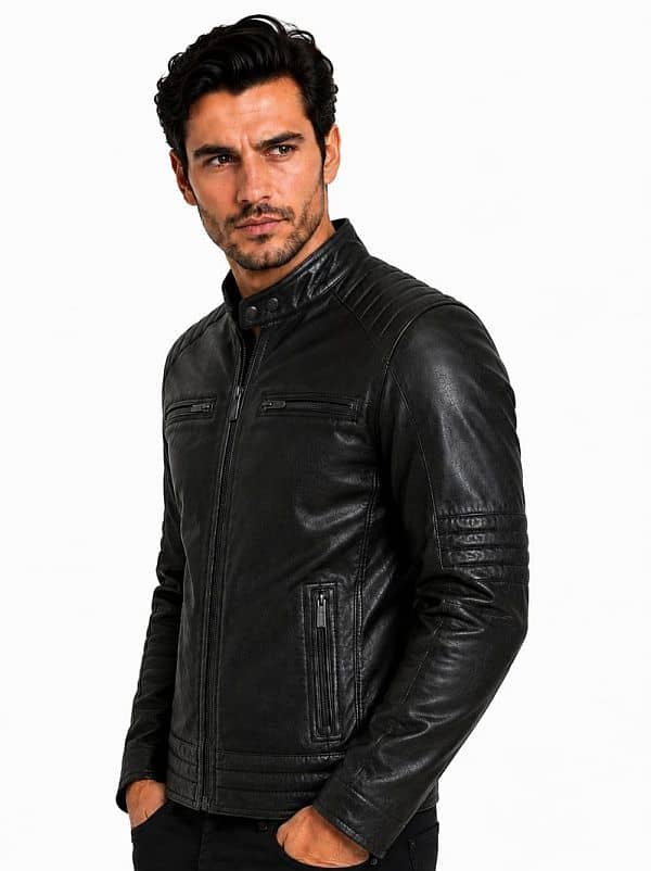 heren leren jas zwart tr46 biker versano