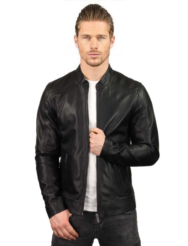 Herren-Lederjacke schwarz