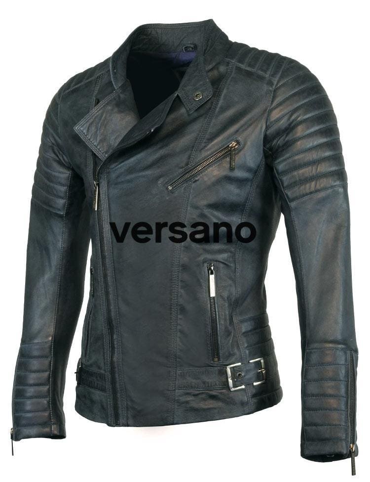 Heren Leren Bikerjack Versano tr42 Blauw - Image 4
