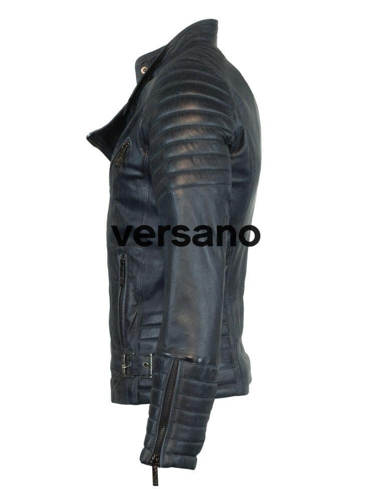 Heren Leren Bikerjack Versano tr42 Blauw - Image 5
