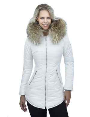 veste femme avec col en fourrure Jenny blanc Versano