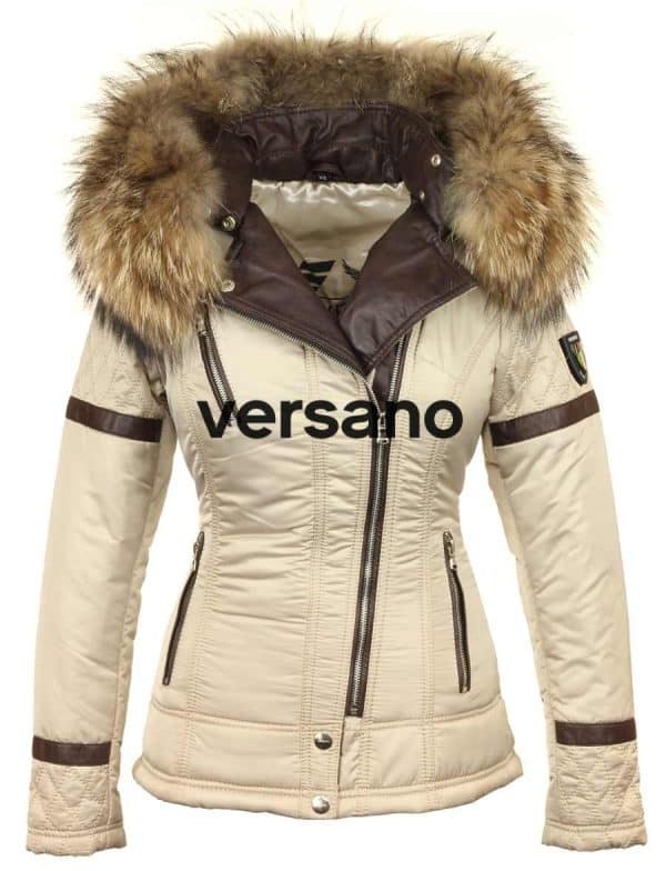 Dames Winterjas Met Bontkraag Versano Farry Beige