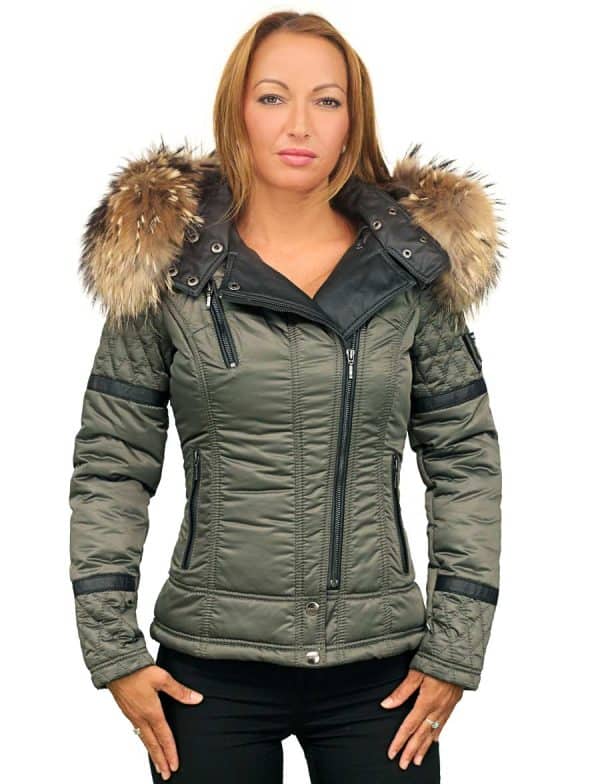 Dames jas Met Bontkraag Farry Groen