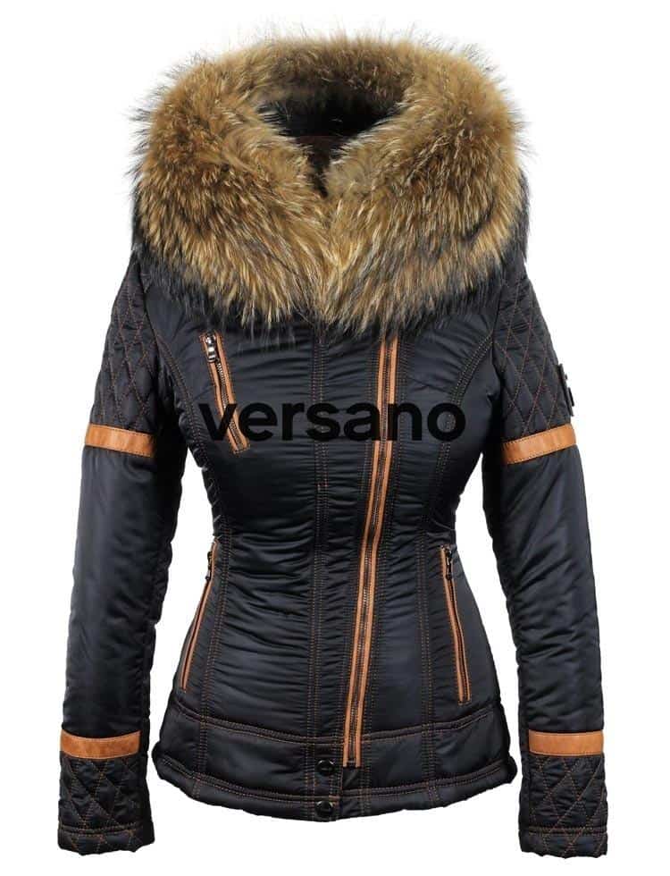 Jas met bontkraag dames blauw van Versano - Image 5