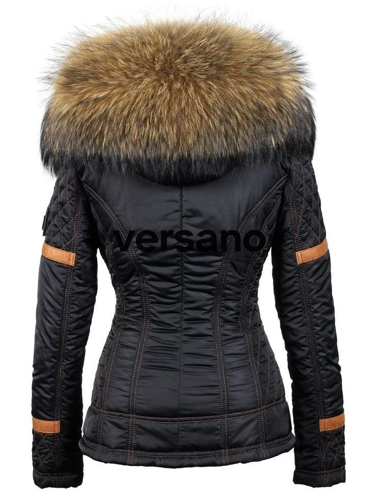 Jas met bontkraag dames blauw van Versano - Image 4