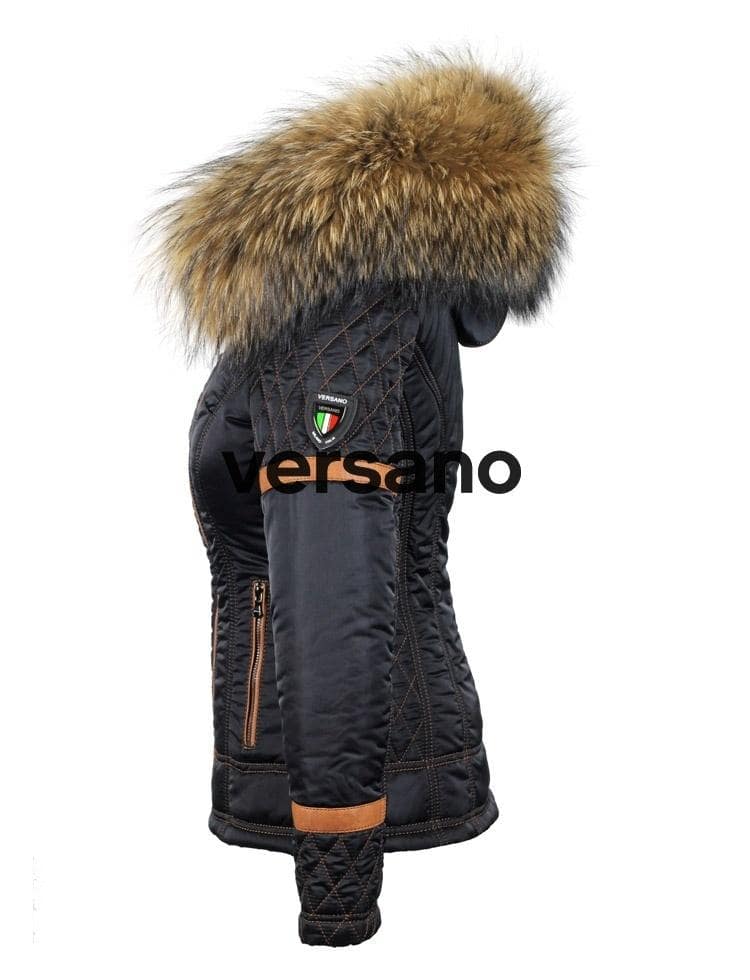 Jas met bontkraag dames blauw van Versano - Image 9