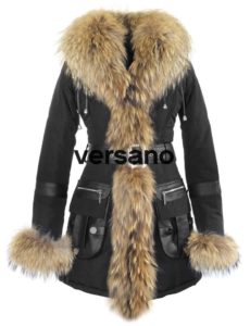 Versano Women's Winter Coat With Fur Collar Mon Cheri Black