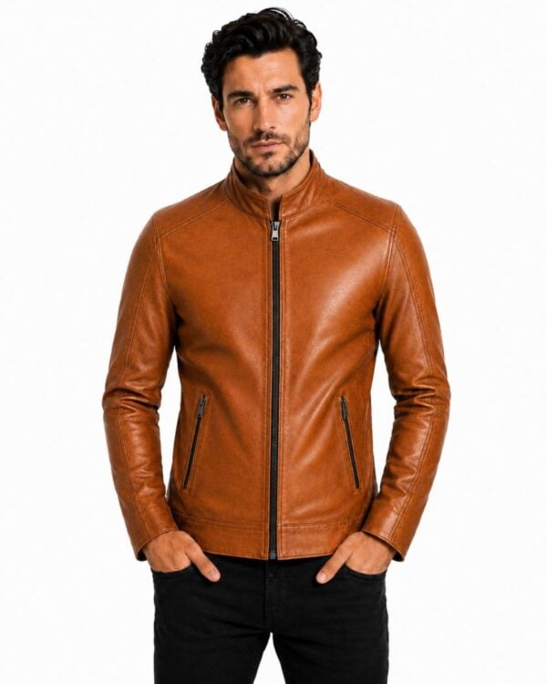 Basic leren heren jas cognac TR36 S Versano