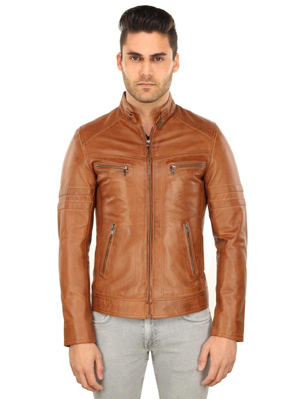 Chaqueta de cuero para hombre TR43 cognac Versano