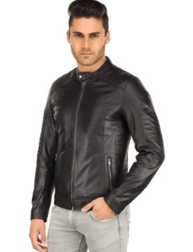 Herren Lederjacke Biker schwarz TR57 Versano