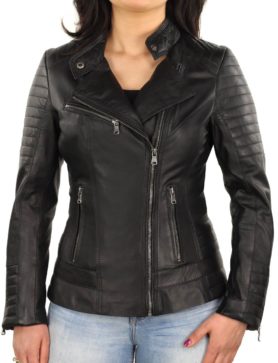 leren biker jas dames zwart 311 N Versano