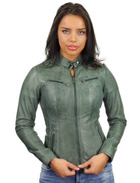 Damen Lederjacke 315 grün Versano