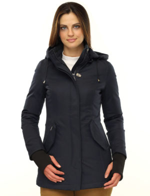 Dames parka winterjas met bontkraag Rani N blauw Versano