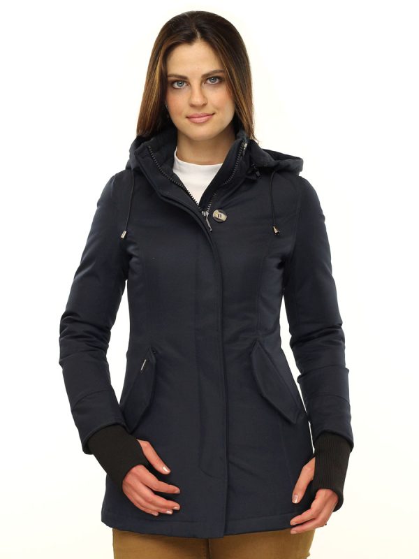 Chaqueta de invierno parka de mujer con cuello de piel Rani N azul Versano