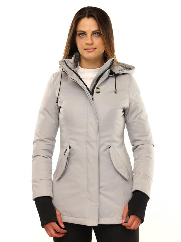 Chaqueta de invierno para mujer con cuello de piel parka Rani N gris Versano