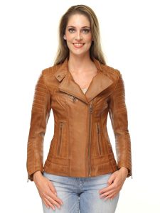 Leren bikerjack 311 N in cognac