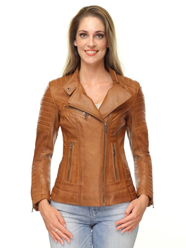 Damen-Biker-Jacke-Cognac-Diagonal-Reißverschluss-Versano-311n-Front.jpg