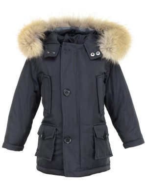 Parka jongens jas met bontkraag blauw Zark Versano