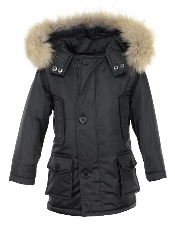 Jungen Kinderjacke mit Fellkragen schwarz Zark Versano