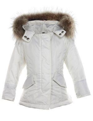 Manteau d'hiver fille avec col en fourrure blanc Rani Versano