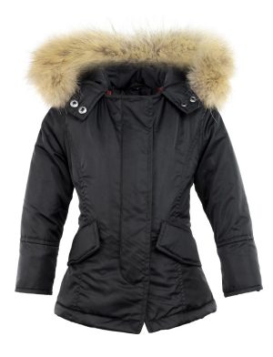 Parka Mädchenjacke mit Fellkragen schwarz Rani Versano