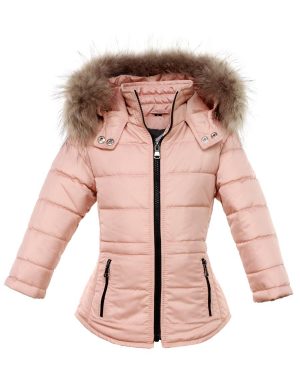 Mädchen Parka Jacke mit Pelzkragen rosa Jenny Versano