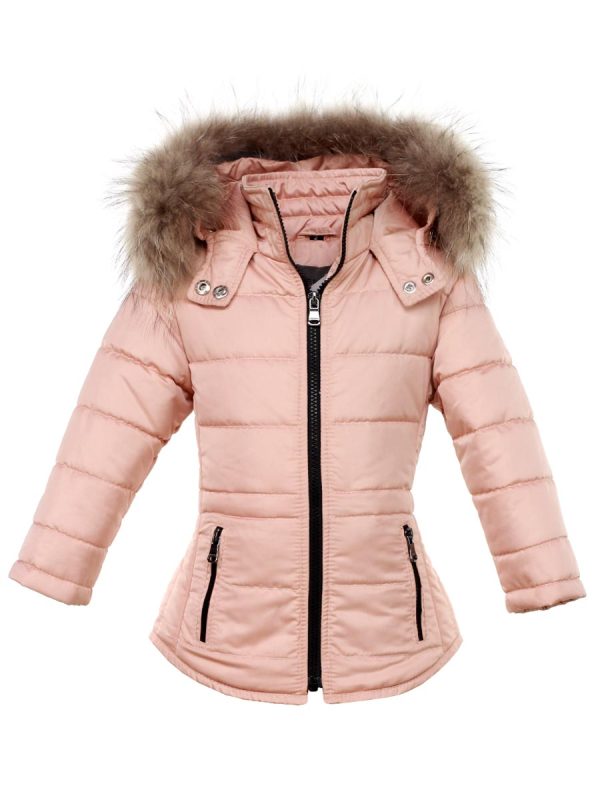 Mädchen Parka Jacke mit Pelzkragen rosa Jenny Versano
