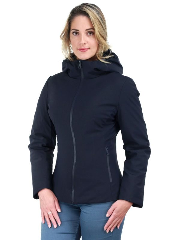 Damen Winterjacke kurz mit Kapuze Sabrina blau Versano