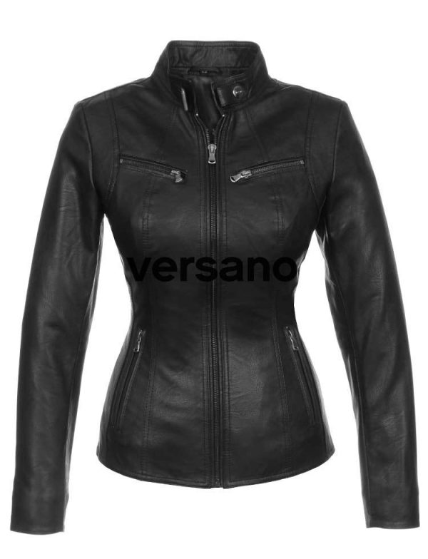 Imitatieleren jas dames Versano LR 315 Zwart