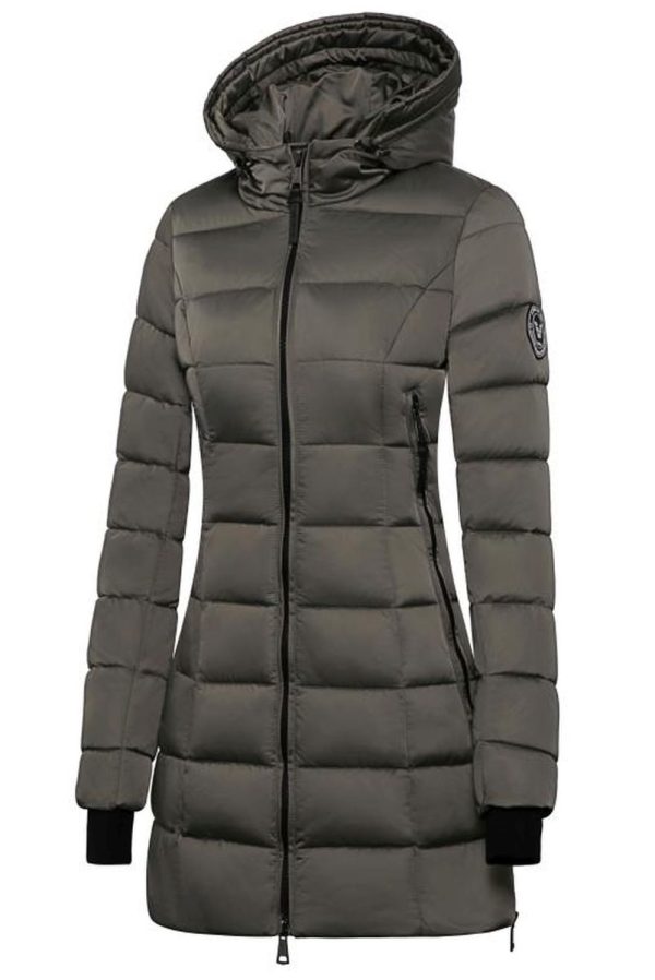 Abrigo de invierno de mujer de longitud media con cuello de piel Cielo (nueva generación) verde Versano