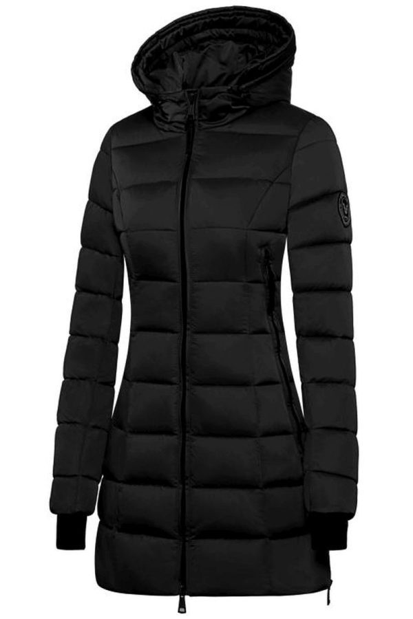 Chaqueta de invierno de mujer de longitud media con cuello de piel Sky (nueva generación) negro Versano
